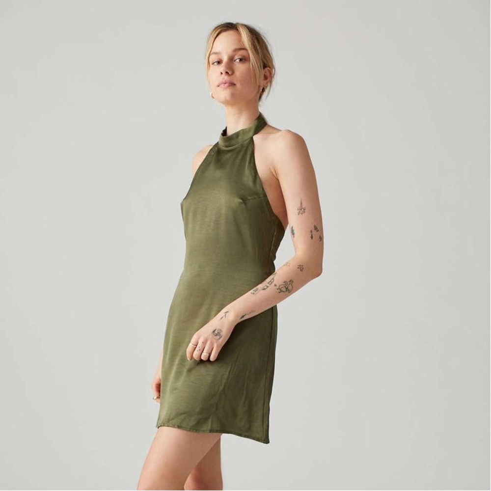 Urban Outfitters Olive Green Halter Dress - Picture 2 of 12
